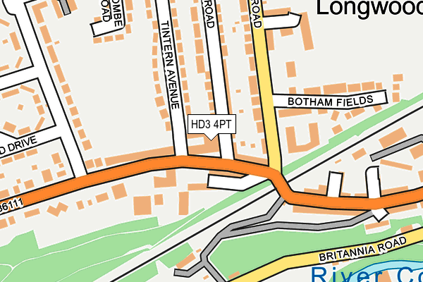 HD3 4PT map - OS OpenMap – Local (Ordnance Survey)
