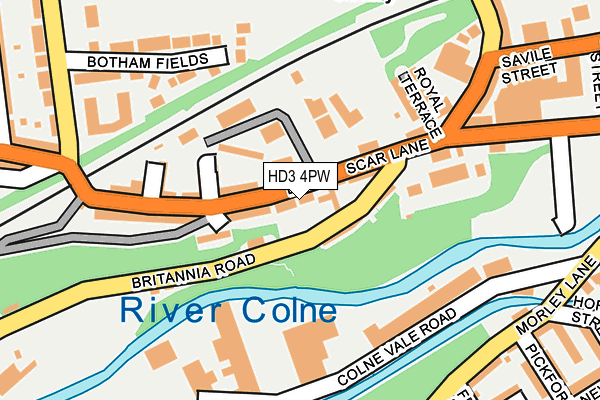 HD3 4PW map - OS OpenMap – Local (Ordnance Survey)