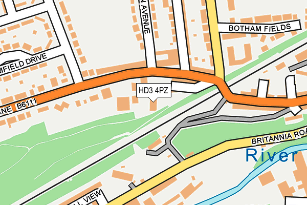 HD3 4PZ map - OS OpenMap – Local (Ordnance Survey)