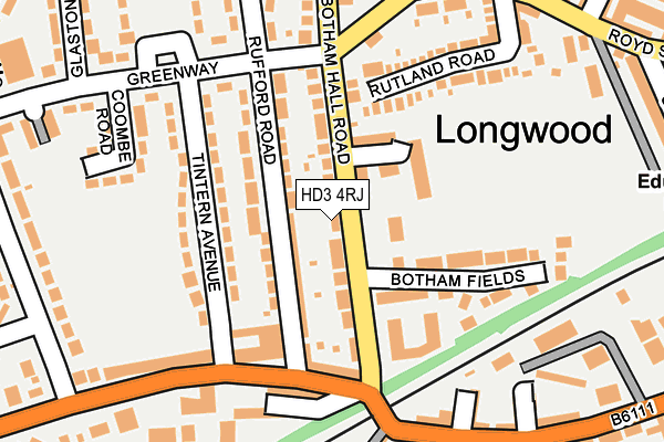 HD3 4RJ map - OS OpenMap – Local (Ordnance Survey)