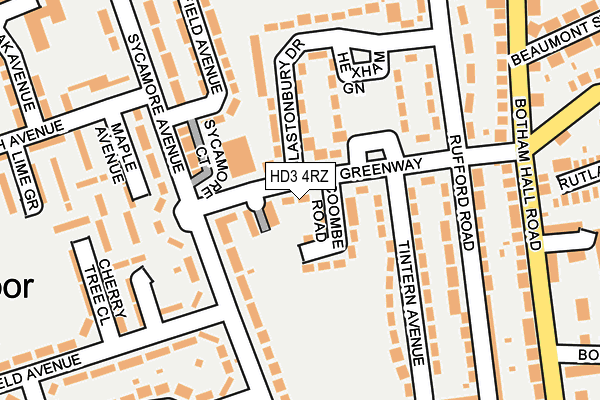 HD3 4RZ map - OS OpenMap – Local (Ordnance Survey)