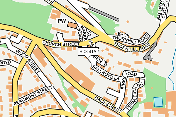 HD3 4TA map - OS OpenMap – Local (Ordnance Survey)