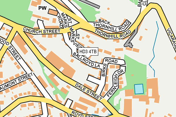 HD3 4TB map - OS OpenMap – Local (Ordnance Survey)