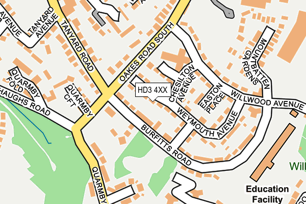 HD3 4XX map - OS OpenMap – Local (Ordnance Survey)