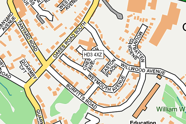 HD3 4XZ map - OS OpenMap – Local (Ordnance Survey)