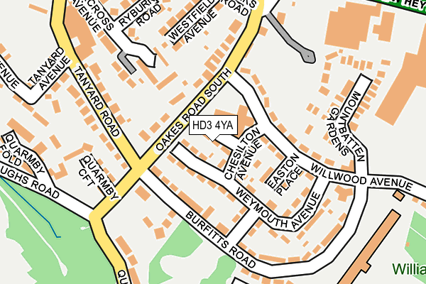 HD3 4YA map - OS OpenMap – Local (Ordnance Survey)