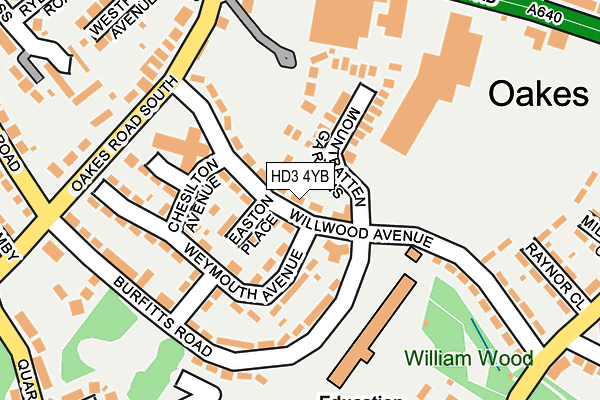 HD3 4YB map - OS OpenMap – Local (Ordnance Survey)