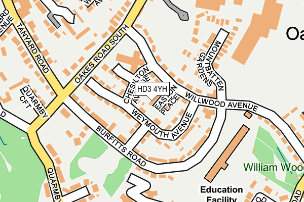 HD3 4YH map - OS OpenMap – Local (Ordnance Survey)