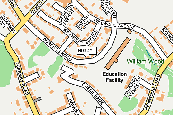 HD3 4YL map - OS OpenMap – Local (Ordnance Survey)