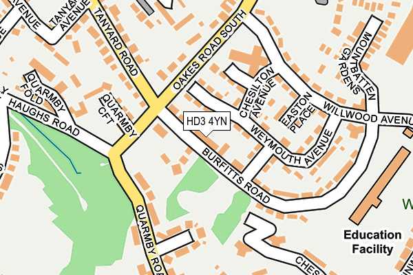 HD3 4YN map - OS OpenMap – Local (Ordnance Survey)