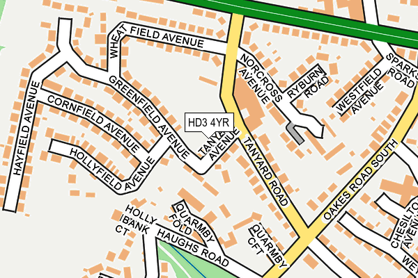 HD3 4YR map - OS OpenMap – Local (Ordnance Survey)