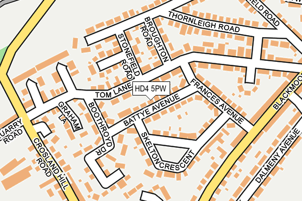 HD4 5PW map - OS OpenMap – Local (Ordnance Survey)