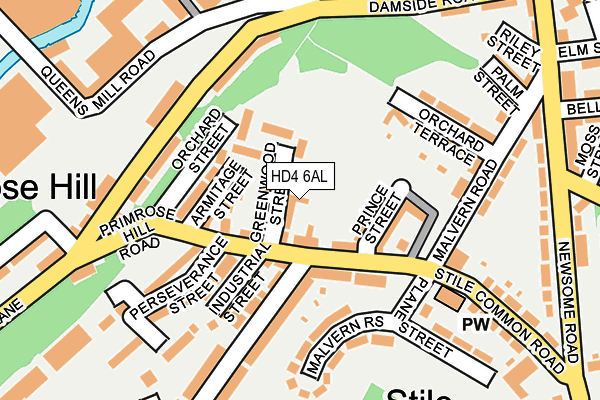 HD4 6AL map - OS OpenMap – Local (Ordnance Survey)