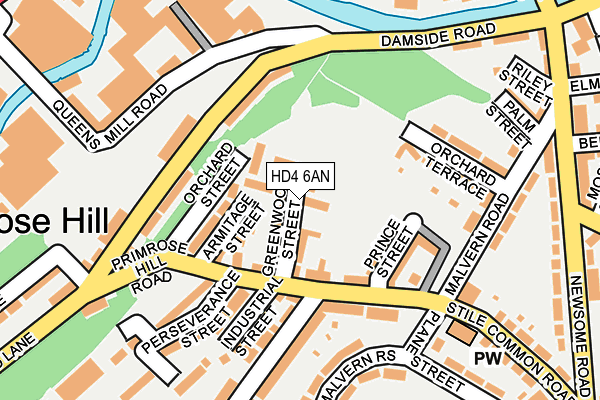 HD4 6AN map - OS OpenMap – Local (Ordnance Survey)