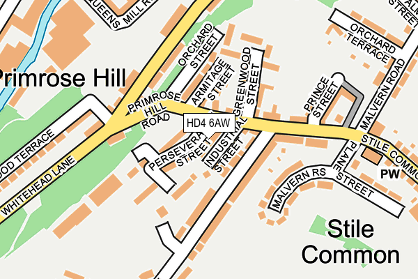 HD4 6AW map - OS OpenMap – Local (Ordnance Survey)