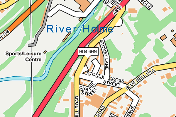 HD4 6HN map - OS OpenMap – Local (Ordnance Survey)