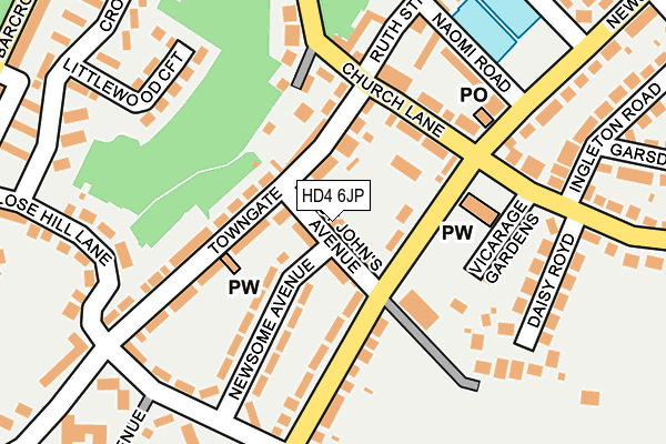 HD4 6JP map - OS OpenMap – Local (Ordnance Survey)