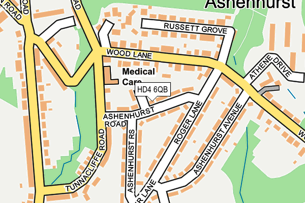 HD4 6QB map - OS OpenMap – Local (Ordnance Survey)