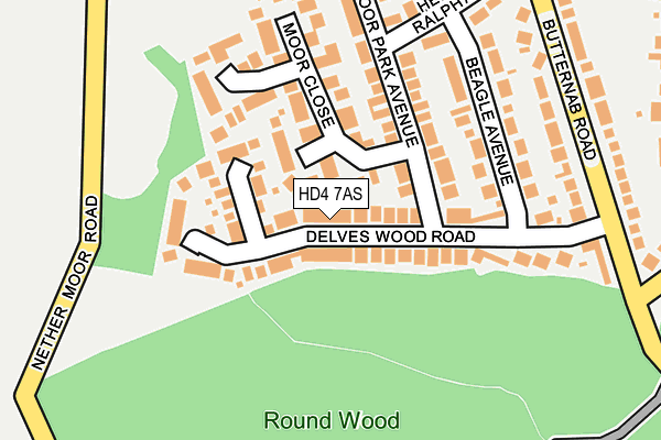 HD4 7AS map - OS OpenMap – Local (Ordnance Survey)