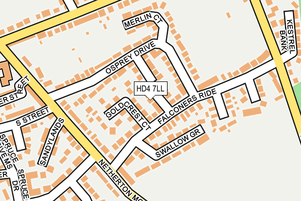 HD4 7LL map - OS OpenMap – Local (Ordnance Survey)
