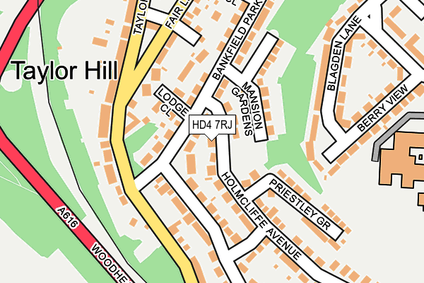 HD4 7RJ map - OS OpenMap – Local (Ordnance Survey)