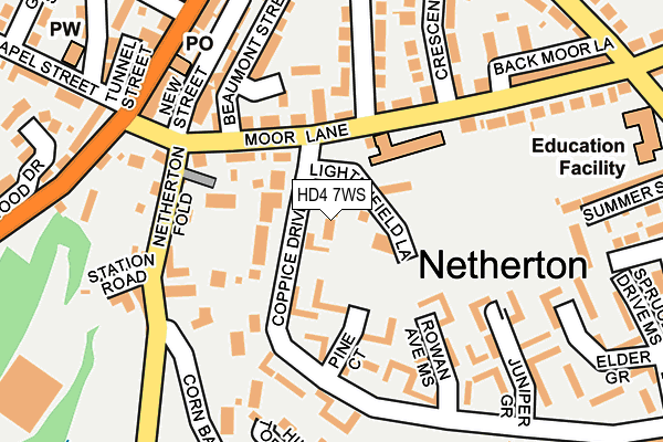 HD4 7WS map - OS OpenMap – Local (Ordnance Survey)