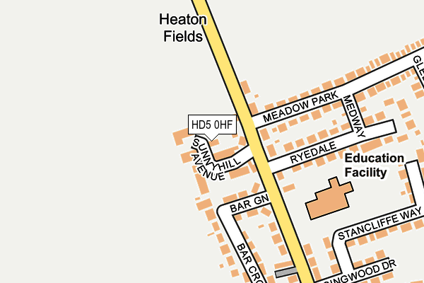 HD5 0HF map - OS OpenMap – Local (Ordnance Survey)