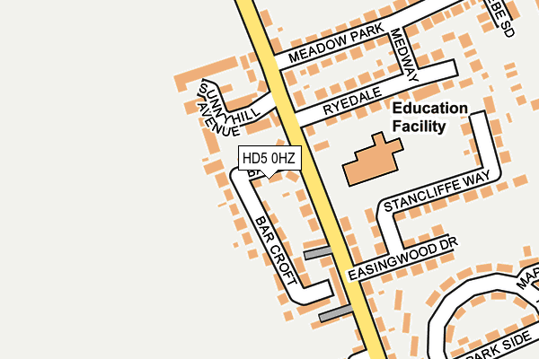 HD5 0HZ map - OS OpenMap – Local (Ordnance Survey)