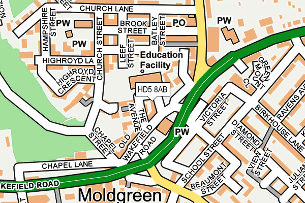 HD5 8AB map - OS OpenMap – Local (Ordnance Survey)