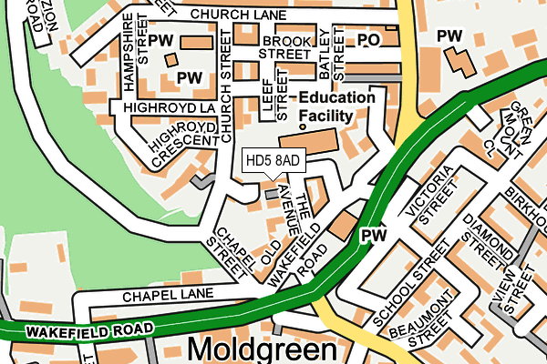 HD5 8AD map - OS OpenMap – Local (Ordnance Survey)