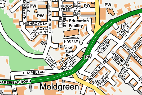 HD5 8AE map - OS OpenMap – Local (Ordnance Survey)