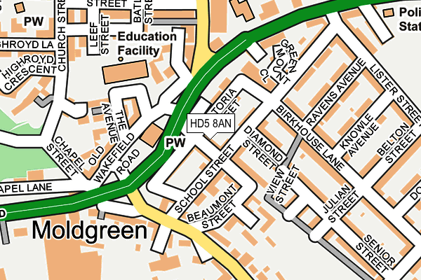 HD5 8AN map - OS OpenMap – Local (Ordnance Survey)