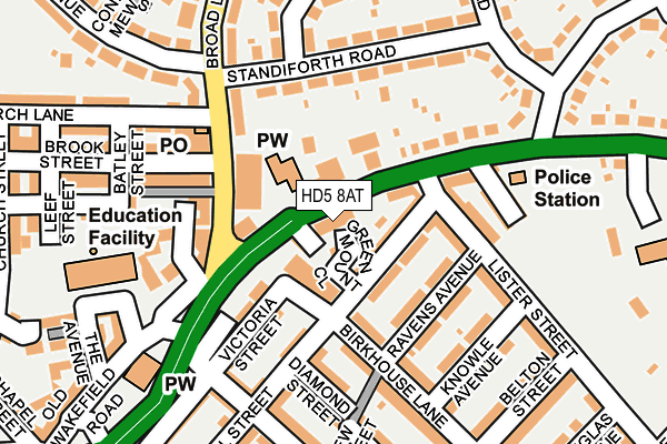 HD5 8AT map - OS OpenMap – Local (Ordnance Survey)