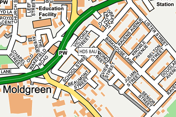 HD5 8AU map - OS OpenMap – Local (Ordnance Survey)