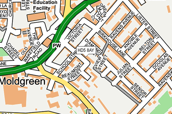 HD5 8AY map - OS OpenMap – Local (Ordnance Survey)