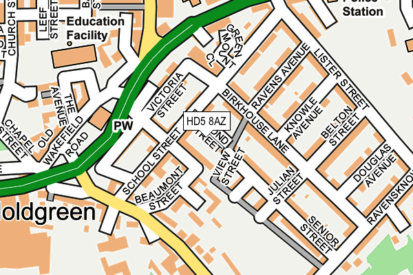 HD5 8AZ map - OS OpenMap – Local (Ordnance Survey)