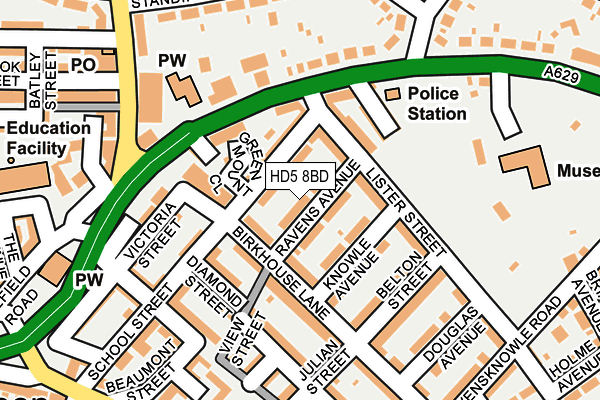 HD5 8BD map - OS OpenMap – Local (Ordnance Survey)