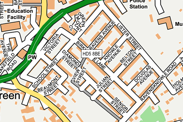 HD5 8BE map - OS OpenMap – Local (Ordnance Survey)