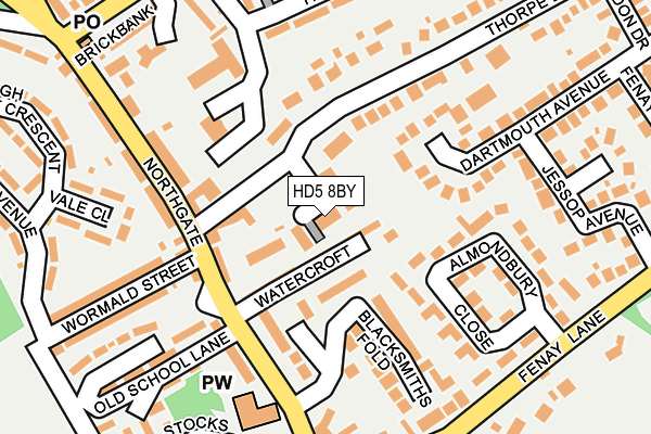 HD5 8BY map - OS OpenMap – Local (Ordnance Survey)