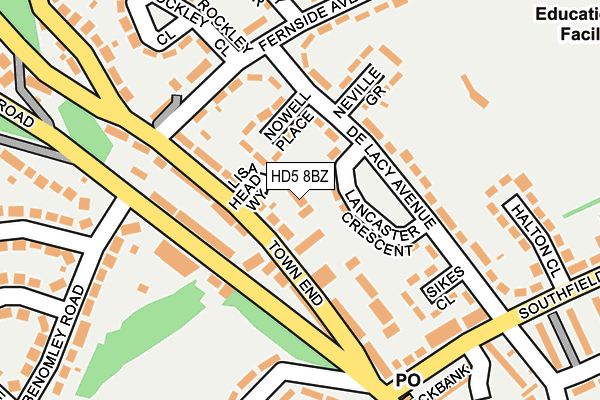 HD5 8BZ map - OS OpenMap – Local (Ordnance Survey)
