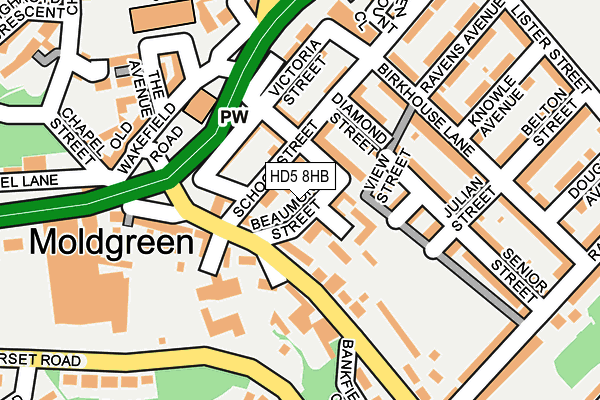 HD5 8HB map - OS OpenMap – Local (Ordnance Survey)