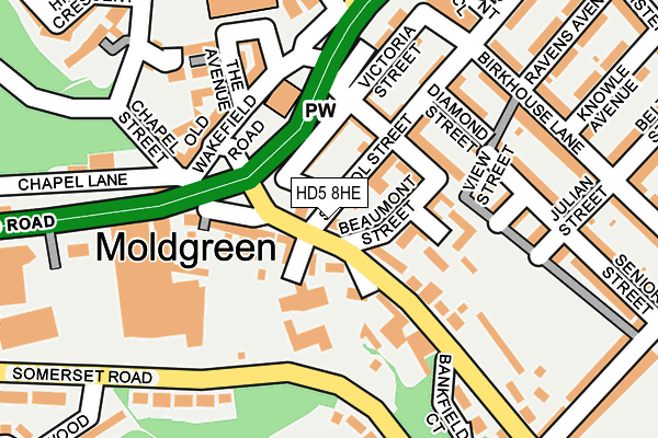 HD5 8HE map - OS OpenMap – Local (Ordnance Survey)