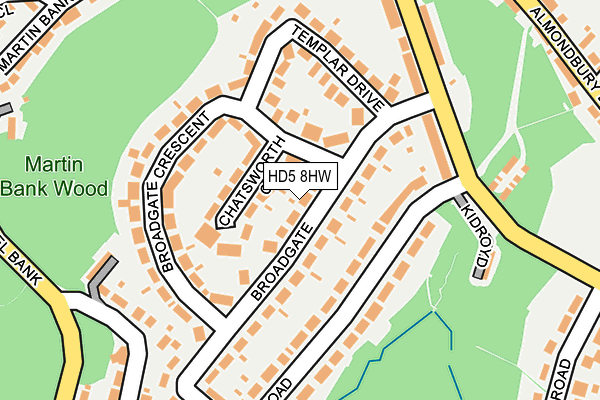 HD5 8HW map - OS OpenMap – Local (Ordnance Survey)