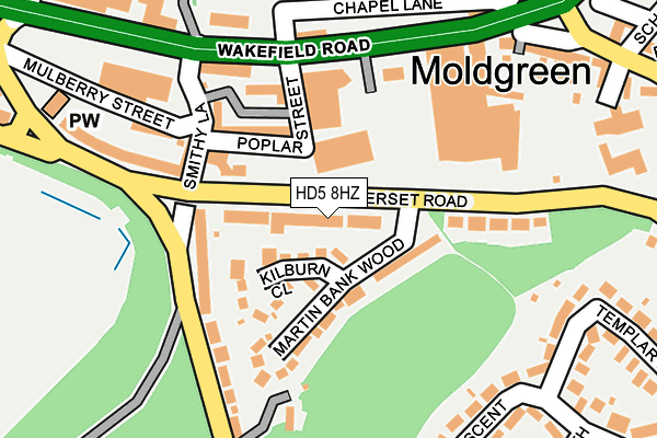 HD5 8HZ map - OS OpenMap – Local (Ordnance Survey)