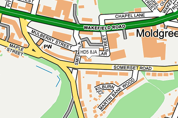 HD5 8JA map - OS OpenMap – Local (Ordnance Survey)