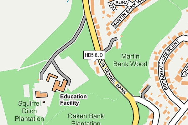 HD5 8JD map - OS OpenMap – Local (Ordnance Survey)