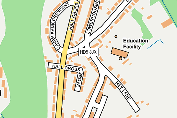 HD5 8JX map - OS OpenMap – Local (Ordnance Survey)