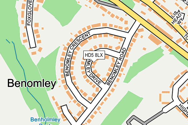 HD5 8LX map - OS OpenMap – Local (Ordnance Survey)