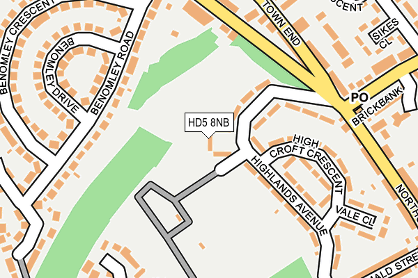 HD5 8NB map - OS OpenMap – Local (Ordnance Survey)