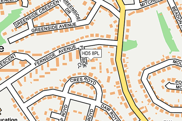 HD5 8PL map - OS OpenMap – Local (Ordnance Survey)